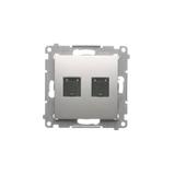 Simon 54 Gniazdo komputerowe podwójne RJ45 kategoria 6 z przesłoną przeciwkurzową srebrny mat D62.01/43 KONTAKT