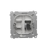 Simon Basic Gniazdo komputerowe RJ45 kategoria 6 pojedyncze z przesłoną przeciwkurzową Montaż na łap