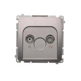 Simon Basic Gniazdo antenowe R-TV przelotowe 10 dB 1x wejście: 5–862 MHz stal inox BMZAP10/1.01/21 KONTAKT