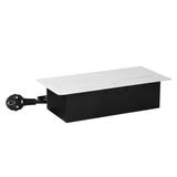 Gniazdo meblowe wpuszczane w blat z płaskim frezowanym rantem i przewodem 1,5m, 3x2P+Z (Schuko), bia