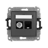 ICON Mechanizm gniazda antenowego poj. typu F (SAT) + gniazda komp. poj. 1xRJ45, kat. 5e, 8-stykowy