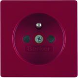 BERKER Q.x Płytka czołowa z przysłonami styków do gniazda z uziemieniem do obwodów specjalnych czerw