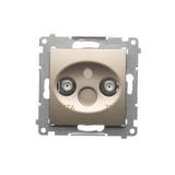 Simon 54 Gniazdo TV-DATA. Dwa porty wyjściowe typu Częstotliwość dla wejścia 5-1000 MHz złoty mat