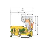 X-COM złączka bazowa 1-przewodowa/1-pinowa zółto-zielona