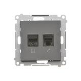 Simon 55 Gniazdo komputerowe RJ45 kategoria 5e + telefoniczne RJ12 Grafitowy mat T5F.01/116 KONTAKT