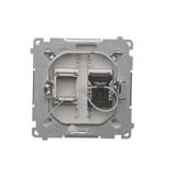 Simon Basic Gniazdo komputerowe RJ45 kategoria 6 pojedyncze z przesłoną przeciwkurzową . Montaż na łapki lub wkręty stal inox BM61.01/21 KONTAKT