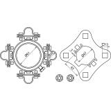 Zestaw montażowy do HVI long na rurze wsporczej, płytka przyłączeniowa, obejma na rurę z 4 uchwytami