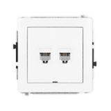 DECO Mechanizm gniazda telefonicznego podwójnego 2xRJ11, 4-stykowy, beznarzędziowe, bez pola opisowe