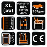 Spodnie robocze na szelkach, białe, HD, rozmiar XL/56