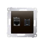 Simon 54 Gniazdo komputerowe podwójne RJ45 kategoria 6 z przesłoną przeciwkurzową brąz mat