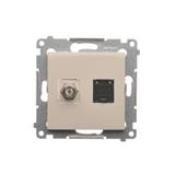 Simon 54 Gniazdo antenowe typu ''F'' + RJ45 kat.6 kremowy DASFRJ45.01/41 KONTAKT