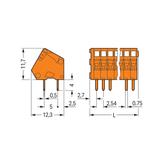 listwa zaciskowa do pł. drukowanych 24-bieg. pomarańczowa raster 2,54 mm /20szt./ WAGO