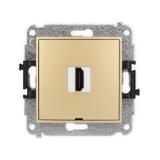 ICON Mechanizm gniazda pojedynczego HDMI 2.0, bez pola opisowego złoty