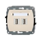 TREND Mechanizm gniazda podwójnego 2xUSB A-A 2.0 beżowy