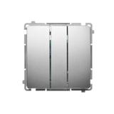 Simon Basic Przycisk potrójny z podświetleniem LED 10A szybkozłączka satynowy