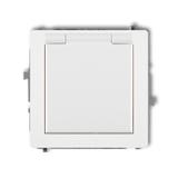 DECO Mechanizm gniazda bryzgoszczelnego z uziemieniem SCHUKO 2P+Z (klapka biała, przesłony torów prą