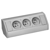 Gniazdo meblowe 3x2P+Z, szaro-srebrne OR-GM-9001/G ORNO