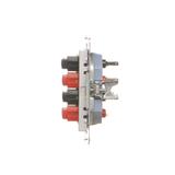 Simon 55 Gniazdo głośnikowe poczwórne 4-krotne Przekrój przewodów dla wejścia i wyjścia 2,5 mm2 Aluminium mat TGL4.01/143 KONTAKT
