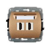 TREND Mechanizm gniazda podwójnego HDMI 2.0 złoty metalik