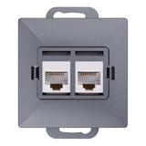Gniazdo 2xRJ45 Cat5 Pearl, RJ45-5CAT/P2, antracyt