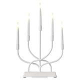 Dekoracje - świecznik biały 5 LED, 40 cm 2x AA metal ciepła biel, IP20, timer