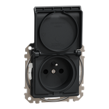Sedna Design & Elements gniazdo z przesłonami IP44 czarny antracyt SDD214013 Schneider