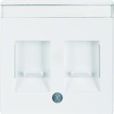 BERKER Q.x Płytka czołowa podwójna zasuwa chroniące przed kurzem pole opisowe biały aksamit 11816089