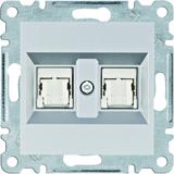 lumina Gniazdo komputerowe podwójne RJ45 kat.6 UTP srebrny WL2162 HAGER
