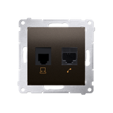 Simon 54 Gniazdo komputerowe RJ45 kategoria 5e+telefoniczne RJ12 brąz mat