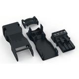 WINSTA MINI gniazdo 4-torowe czarne z obudową odciążającą naciąg