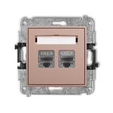 MINI Mechanizm gniazda komputerowego podwójnego 2xRJ45, kat. 8, ekranowany, 8-stykowy łososiowy