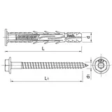 Kołek ramowy z kołnierzem R-FF1 10x120mm z wkrętem z łbem sześciokątnym i TORX 4szt. R-S3-FF1N10K120/4 RAWLPLUG