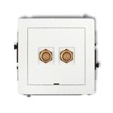 DECO Mechanizm gniazda antenowego podwójnego typu F (SAT) pozłacany, bez pola opisowego biały mat