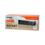 Gniazda wysuwane z blatu z płaskim frezowanym rantem ładowarką USB i przewodem 2m 3 gniazda typ E OR