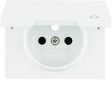 BERKER K.1 Płytka czołowa do gniazda z uziemieniem i pokrywą biały 3965777109 HAGER