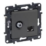 Niloe Step - Gniazdo Tv Typu ''F'' Końcowe Do Instalacji Typu Gwiazda 1,5 Db + Rj 45 Kat. 6 Utp- Kolor Stalowy 863477 LEGRAND