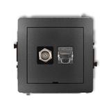 DECO Mechanizm gniazda antenowego poj. typu F (SAT) + gniazda komp. poj. 1xRJ45, kat. 6 ekranowany,