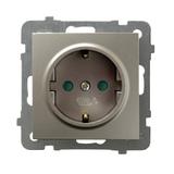 AS Gniazdo pojedyncze z uziemieniem schuko z przesłonami torów prądowych - kolor satyna light