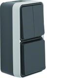 BERKER W.1 Łącznik seryjny z gniazdem SCHUKO pionowy kompletny IP55 szary 47903515 HAGER