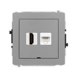 DECO Mechanizm gniazda pojedynczego HDMI 2.0 + gniazda komp. poj. 1xRJ45, kat. 5e, 8-stykowy, bez po
