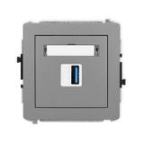 DECO Mechanizm gniazda pojedynczego USB A-A 3.0 szary mat