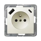 Gniazdo pojedyncze z uziemieniem z ładowarką A+C IMPRESJA ECRU