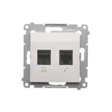 Simon 54 Gniazdo komputerowe RJ45 kategoria 5e + telefoniczne RJ12 biały D5T.01/11 KONTAKT