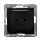 IMPRESJA Gniazdo bryzgoszczelne z uziemieniem schuko IP-44 wieczko przezroczyste - kolor czarny meta