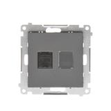 Simon 55 Gniazdo komputerowe pojedyncze RJ45 kategoria 6 z przesłoną przeciwkurzową Grafitowy mat