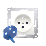 Simon 54 Gniazdo DATA z kluczem uprawniającym 16A z. śrub. kremowy