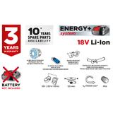 Szlifierka kątowa akumulatorowa bezszczotkowa Energy+ 18V, Li-Ion, tarcza 125mm, bez akumulatora