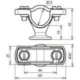 Wspornik do przewodu HVI 23 mm, PA/szary