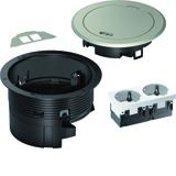 tehalit.VE-EE Zestaw pokrywa+puszka R02 2xM45 schuko pł Keyst Typ1 o.cynk srebro