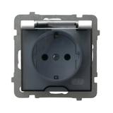 AS Gniazdo bryzgoszczelne z uziemieniem schuko IP-44 z przesłonami torów prądowych wieczko przezrocz